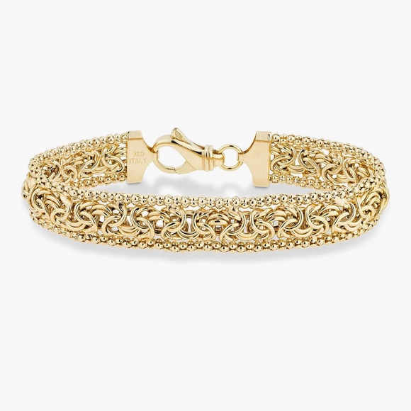NEW 18K Gold Plated Byzantine Beaded Mesh Link Chain Bracelet